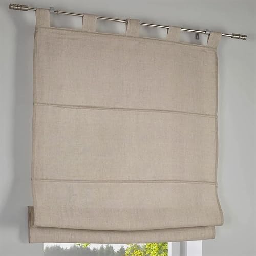 Kutti Raffrollo mit Schlaufen Metis 100% Leinen Linen (Natur) Breite 45 * Höhe 140 cm von Kutti