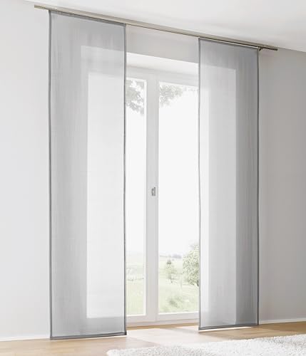 Kutti Schiebegardine Schiebevorhang Raumtrenner Enya grau Uni mit Paneelwagen B 60 x H 245 cm (1 STK) von Kutti