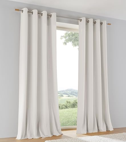 Kutti Vorhang Duck Baumwolle Ösen 1 Stück – Blickdicht – Offwhite – einfarbig - modern - Gr. 140 x 225 cm (1 STK) von Kutti