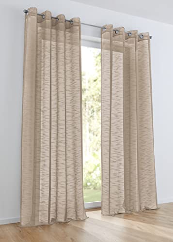 Kutti Vorhang Gardine Schal Ösen Celtic beige halbtransparent Breite 140 cm x Höhe 175 cm (1 Stück) von Kutti