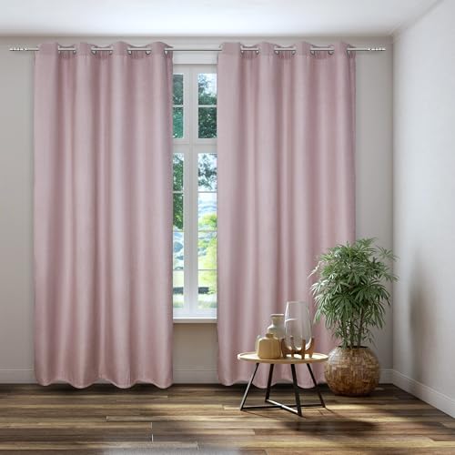 Kutti Vorhang Gardine Thermo Ösenschal Dimout Rose Blickdicht Verdunkelung Breite 140 cm x Höhe 245 cm (1 Stück) von Kutti
