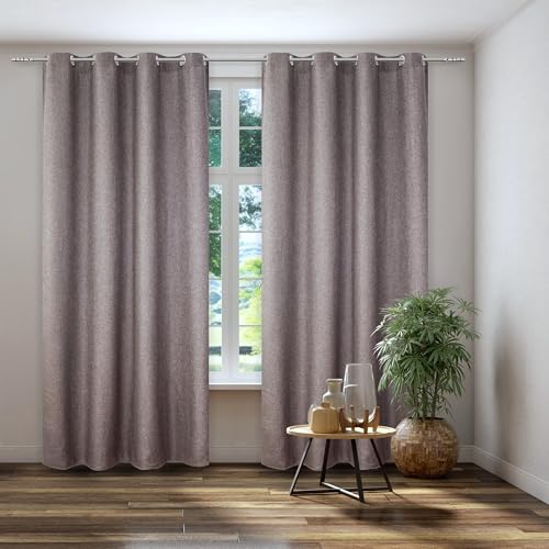 Kutti Vorhang Gardine Thermo Ösenschal Dimout braun Blickdicht Verdunkelung Breite 140 cm x Höhe 225 cm (1 Stück) von Kutti