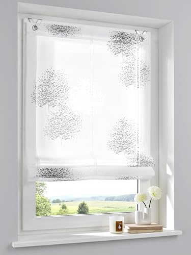 Raffrollo Ösenrollo Bellinda weiß anthrazit 60 x 140 cm Raffrollo Ösenrollo Bellinda weiß anthrazit 60 x 140 cm von Kutti