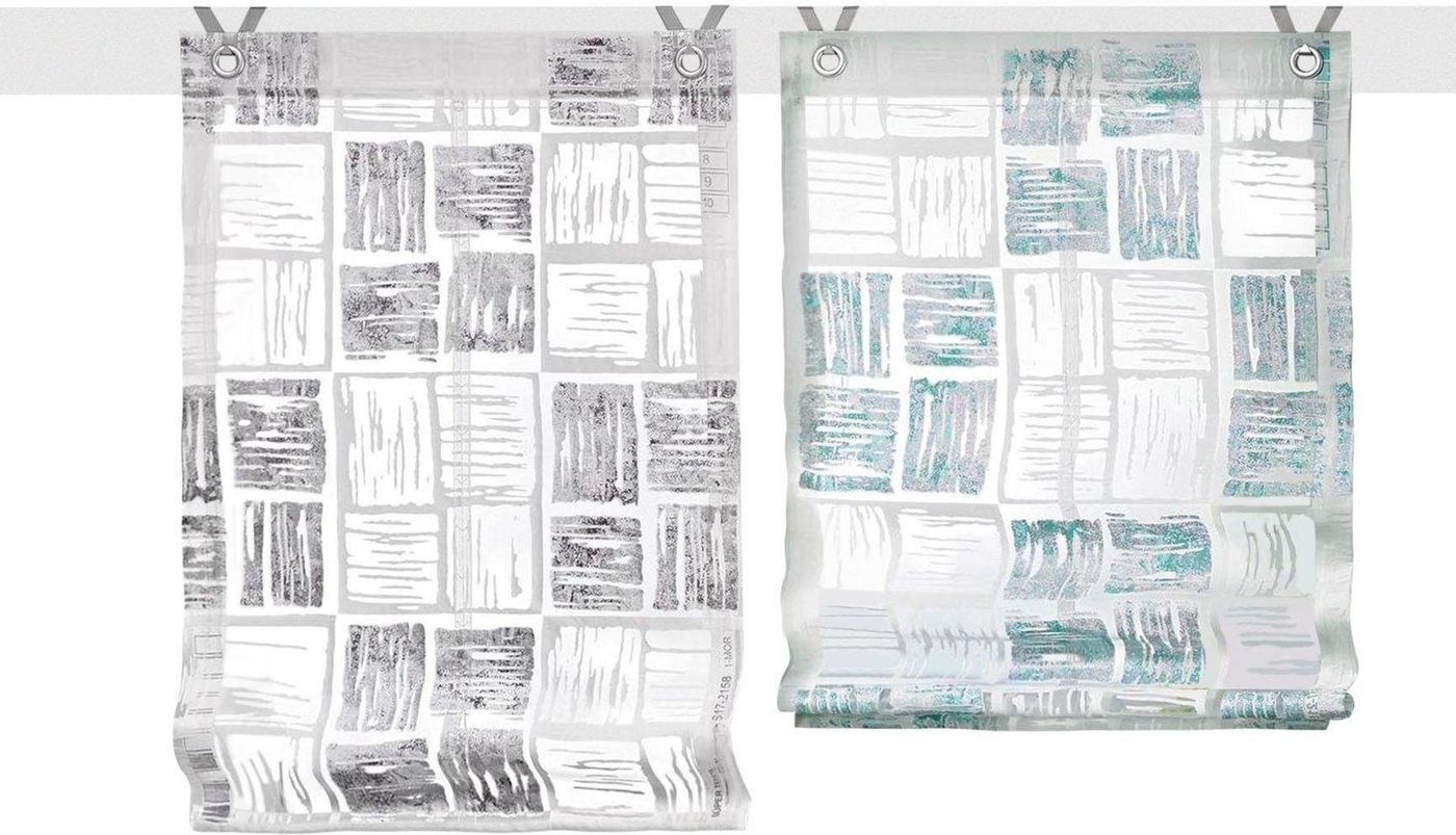 Raffrollo Tiziano, Kutti, mit Hakenaufhängung, freihängend, transparent, Polyester, Viskose, Hakenaufhängung von Kutti