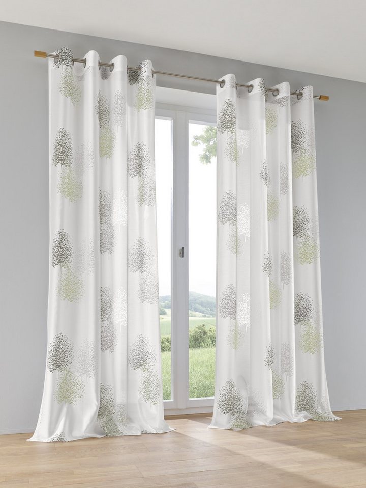 Kutti Vorhang Belinda, Ösen (1 St), halbtransparent, Ausbrenner, Gardine, halbtransparent, Ausbrenner, bedruckt, Viskose-Polyester von Kutti
