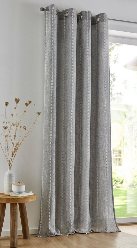 Kutti Vorhang Raya, Ösen (1 St), blickdicht, Leinenstruktur, mit praktischen Ösen, blickdicht und abdunkelnd von Kutti