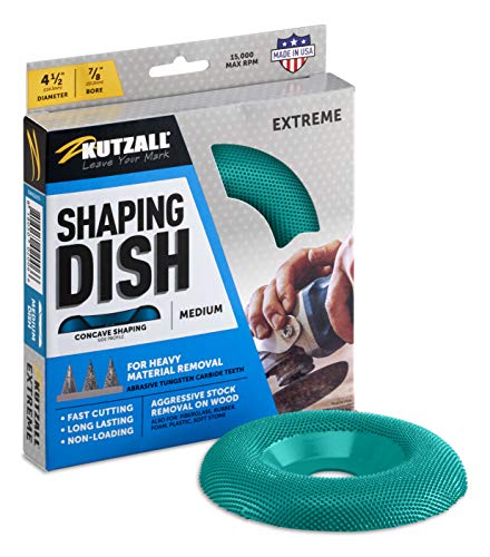 Kutzall Extreme Shaping Dish - Medium, 4-1⁄2" (114.3mm) Dia. X 7⁄8" (22.2mm) Bohrung - Winkelschleifer-Aufsatz für DeWalt, Bosch, Milwaukee, Makita. Schleifmittel Wolframkarbid, DW412X70 von Kutzall