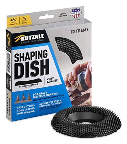 Kutzall Extreme Shaping Dish - Sehr grob, 4-1⁄2" (114.3mm) Dia. X 7⁄8" (22.2mm) Bohrung - Winkelschleifer-Aufsatz für DeWalt, Bosch, Milwaukee, Makita. Schleifmittel Wolframkarbid, DW412X120 von Kutzall