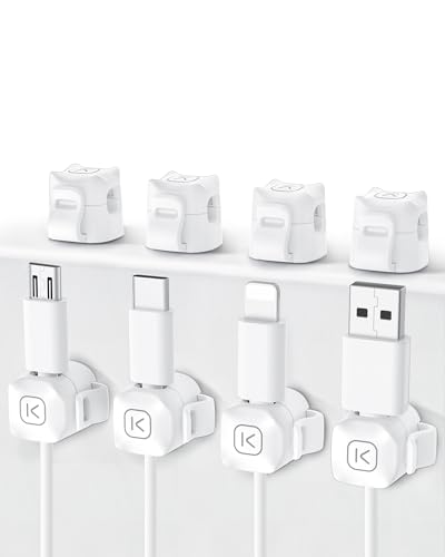 Kuulaa Kabelhalter Kabelclips, [8 Stück] Kabel Organizer Selbstklebend Kabel Management für Schreibtisch, Küchengeräte, Netzkabel, USB C Ladekabel, HDMI Kabel, Audiokabel, Ladekabeln usw von Kuulaa