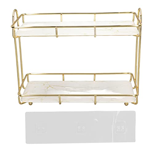 2-stufiges Badezimmerregal, Arbeitsplatten-Stehregal, Badezimmer-Organizer, Arbeitsplatte Mit Trennwand, Kosmetik-Aufbewahrungsregal, Geeignet Für Badezimmer, Gold(A) von Kuuleyn