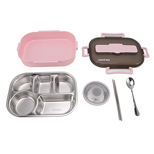 Bento-Lunchbox, Bento-Box Für Erwachsene, Lunch-Container-Box aus Edelstahl, Thermo-Lunch-Aufbewahrungsbox Mit Suppenschüssel, Essstäbchen, Löffel Für Erwachsene Und Kinder(Rosa) von Kuuleyn