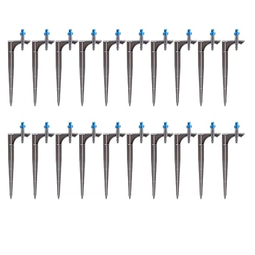 Drip Irrigation Sprayer Atomizing Nozzle Kuuleyn 20pcs/Bag Irrigation Dripper with Ground Insert Fruit Tree Drip Irrigation Emitters for Gardening (90 Degree with Plug Rod) von Kuuleyn