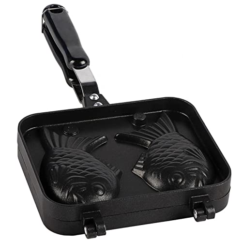 Fischförmiger Waffeleisen, Antihaft-Backgeschirr-Waffelkuchen-Pfanne mit 2-seitiger Edelstahlform für Home Diy Cooking Party Dessert von Kuuleyn
