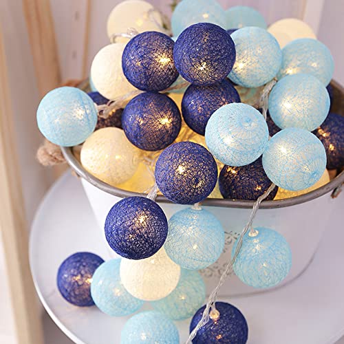 Globus-Lichterkette, farbige LED-Lichterkette mit runden Kugeln, ferngesteuerte Weihnachtsbeleuchtung für Camping, Wohnheim, Party, Hochzeit, Innen- und Außendekoration (blue) von Kuuleyn