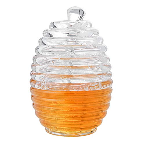 Honigglas, 265ml Transparentes Honigglas in Bienenstockform mit Tropfstab zum Aufbewahren und Ausgeben von Honigsirup von Kuuleyn