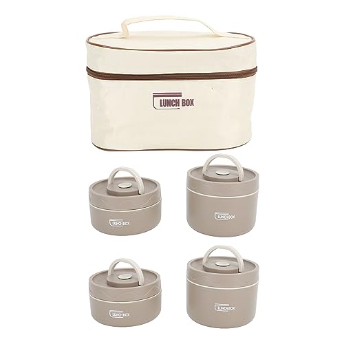 Isolierte Lunchbox, Bento-Box Für Erwachsene, Isolierte Lunchbox aus 304 Edelstahl, Tragbare Runde Bento-Box Mit Deckel Und Thermobeutel(C-braun) von Kuuleyn