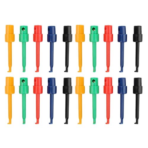 Kuuleyn 20pcs großer Testhakenclip, Kunststoff farbenfrohe Testclips Grabber, großer Feder -Haken -Clip -Testgreifer für elektronische Tests Multimeter -Zubehör von Kuuleyn