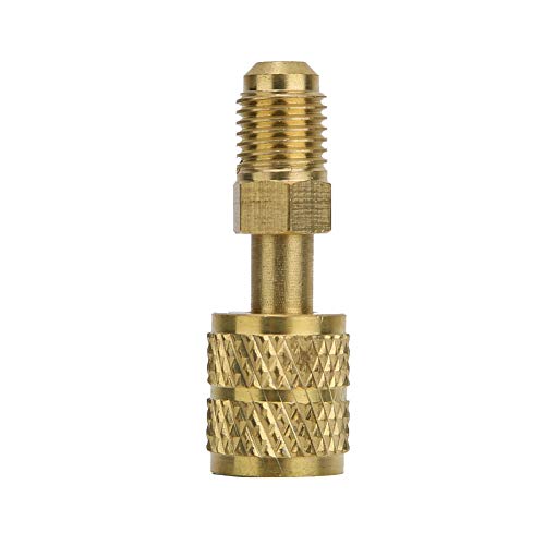 Kuuleyn 410a-Adapter, 410a-Kältemittel, gerader R410A-Schwenkadapter, Neuer R410-Messingadapter 1/4" Stecker auf 5/16" Buchse Füllschlauch zur Pumpe von Kuuleyn