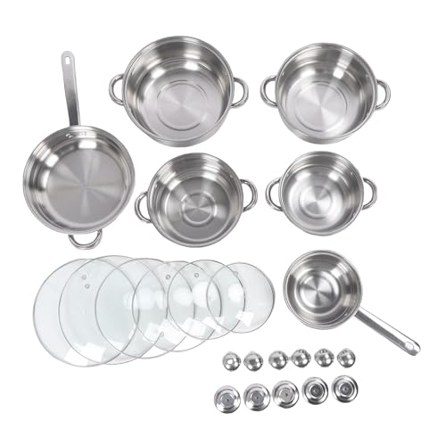 Kuuleyn 6 Stück Antihaft-Küchen-Induktions-Kochgeschirr-Set, Edelstahl-Töpfe und-Pfannen-Set sogar mit Heizung verdickt. Einfach zu reinissenes Kochgeschirr mit Deckel Geschirrs von Kuuleyn