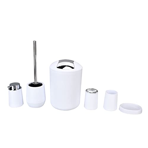 Badezimmer-Zubehör-Set, Modernes Badezimmer-Dekor-Set, 6-teiliges Badezimmer-Zubehör-Set, Galvanisierte Zahnbürstenhalter, Mülleimer-Set Für Zuhause(Weiß) von Kuuleyn