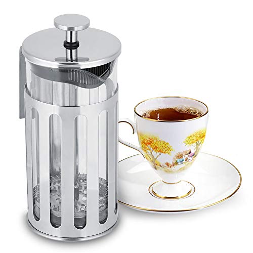 Kuuleyn French Press Kaffeebereiter,Glas Kaffeepresse, Edelstahl Glas French Press Filter Kaffeekanne Haushalt Teemaschine Hält Gebrühten Kaffee Heiß für Zuhause Reisen Camping inkl(350ML) von Kuuleyn