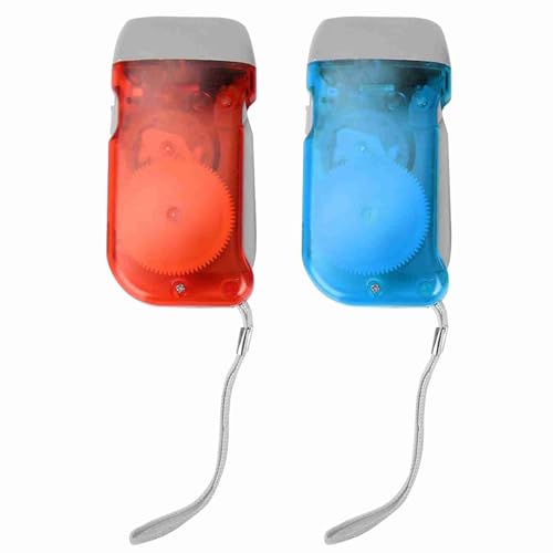 Kuuleyn Handkranke Taschenlampe Outdoor Mini Manual Handkurbelleistung LED-Fackel Notfall-Taschenlampe Lampe (Red with blue) von Kuuleyn
