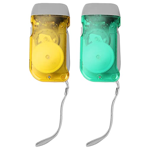 Kuuleyn Handkranke Taschenlampe Outdoor Mini Manual Handkurbelleistung LED-Fackel Notfall-Taschenlampe Lampe (Yellow with green) von Kuuleyn