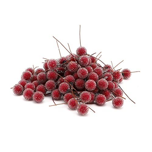 Künstliche Beeren-Blumen-Mini-mattierte Frucht-Stechpalmen-Beeren 100pcs künstliche Stechpalmen-Beeren-Kunstblumen-Dekoration-Ausgangshochzeitsfest-Dekoration von Kuuleyn