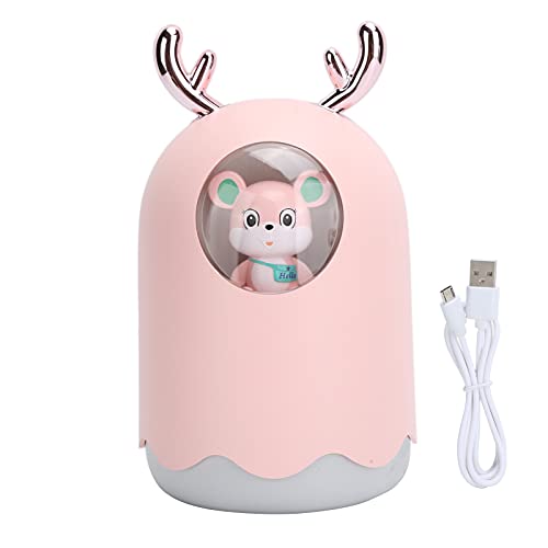 Kuuleyn Luftbefeuchter, ABS PC Stummschaltung Bunt, Umgebungslicht USB Plug-In Nebelmacher Weihnachtshirschhorn-Typ Diffusor Home Office Desktop-Nutzung Leise Kühlnebelbefeuchtung (Rosenate) von Kuuleyn
