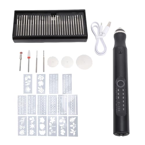 Kuuleyn Mini Electric Engraver,Etching Machines Cordless,Cordless Rotary Tool Aluminum Alloy Multifunctional Electric Engraving Pen for Nail Art Polishing Grinding Drilling (Black) von Kuuleyn