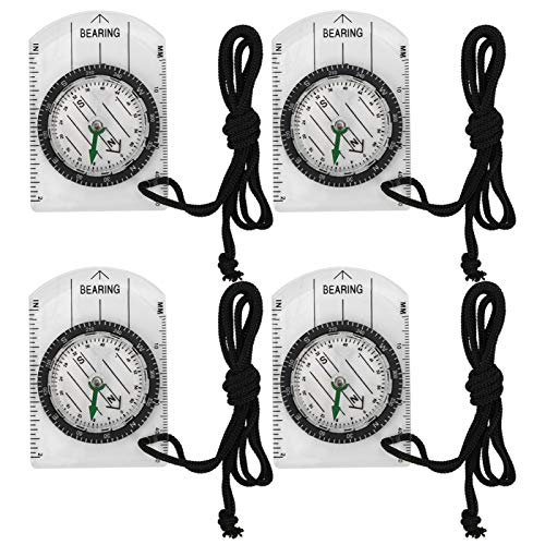 Kuuleyn kompass, 4 Stück Professioneller Taschenkompass, Compass Kartenskala Kompass Entfernungsrechner Kartenlesekompass für Outdoor Wandern Rucksack Ausrüstung von Kuuleyn