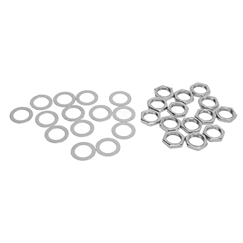 Kuuleyn -Nuss -Waschmaschine Kit, Jack -Sockel -Nüsse, Metallbefestigungselemente für E -Gitarren -Bass M9 weibliche Fadeninstrumenten -Sockelanschlüsse Haltbarkeit Verbessert (Silver) von Kuuleyn