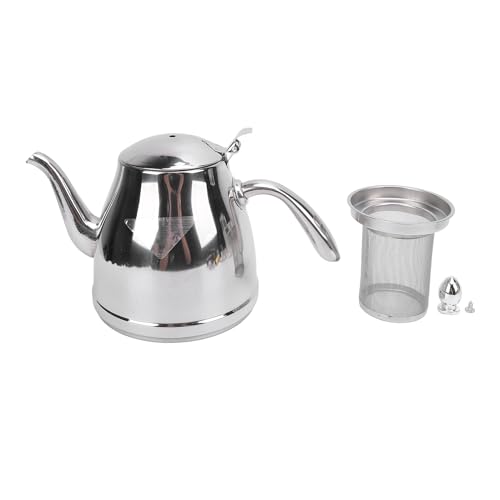 Kuuleyn Stovetop Teapot,Herd -Teekanne, über Kaffee -Tee -Topf, Teekanne mit Filter 1,5 l Edelstahl Hitze Schwanenhals Kaffeekessel für die Heimküche von Kuuleyn