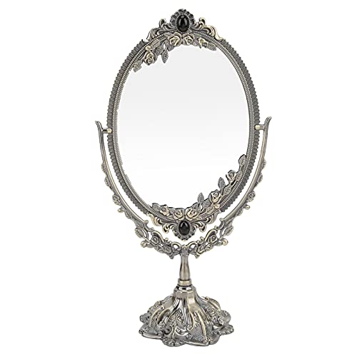 Kuuleyn Vintage Schminkspiegel Schminkspiegel im europäischen Stil mit Ständer Metall Retro doppelseitiger Spiegel für Badezimmer Schlafzimmer Dressing(Large) von Kuuleyn