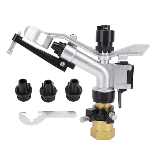 Kuuleyn einstellbare Wasserpistole Sprühdüse Set, Bewässerungssprühpistole Zinklegierung Wassersparen automatische rotierende Impact Sprinkler für Farm Rasenfarm Hof ​​G1 von Kuuleyn