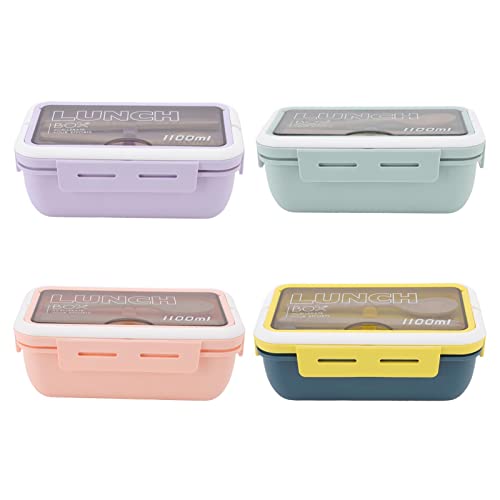 Lunchbox Set Fach Lunchbox 2 Fächer 1100 ml Loveliness Adult Bento Box mit Löffel Essstäbchen(Lila) von Kuuleyn