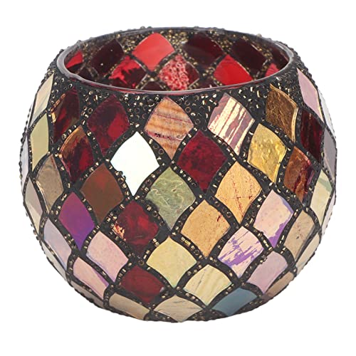 Mosaik Teelichthalter Aus Glas, Teelichthalter Glas,Romantisches Dekoratives Rot, Auch Als Vase, Stifthalter, Topfpflanzenschale Verwendet von Kuuleyn