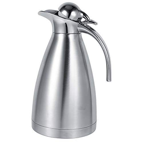 Thermo Pot, Edelstahl Kaffee Teekanne Doppelwandige vakuumisolierte Thermo Jug Wärmflasche mit Griff(1.5L-Silber) von Kuuleyn