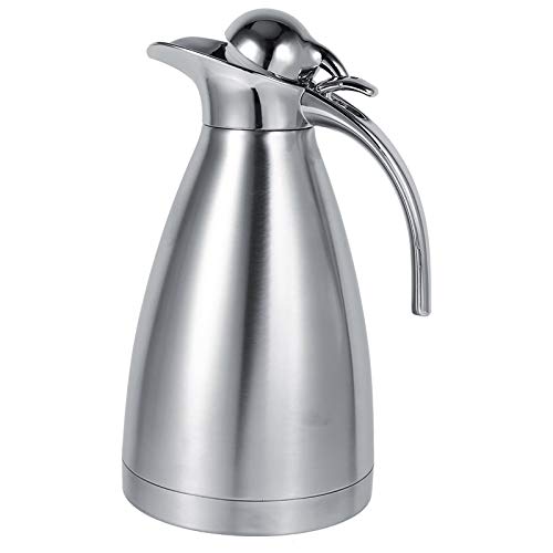 Thermo Pot, Thermoskanne, Kaffee Thermoskanne Edelstahl Kaffee Teekanne Doppelwandige Vakuumisolierte Thermo Jug Wärmflasche Mit Griff(2l-Silber) von Kuuleyn