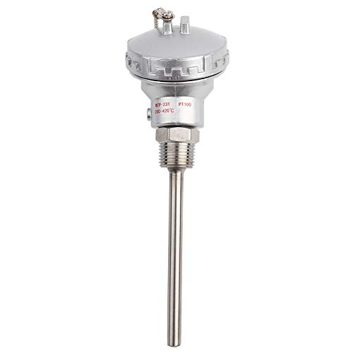 Thermocouple Terminal Head, 201 Stainless Steel RTD PT100 Temperature Sensor Probe 1/2" NPT Thread Thermocouple Terminal Head(100mm) von Kuuleyn