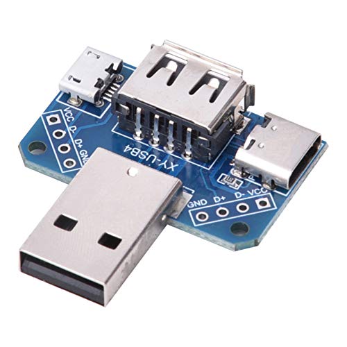 Kuuleyn USB-Karte, Micro-USB-Breakout-Karte, 5-teilige 5-V-USB-Adapterplatte aus Aluminium, USB-Buchse, Buchse Typ C 4P, 2,54 mm Übertragungskarte von Kuuleyn