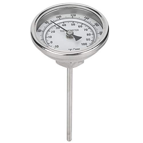 Wasserkocher-Thermometer, Homebrew-Thermometer, 1/2 NPT-Gewinde, Edelstahl-Zifferblatt-Thermometer, Homebrew-Kesselthermometer 0–220 ℉/10–100 ℃ von Kuuleyn