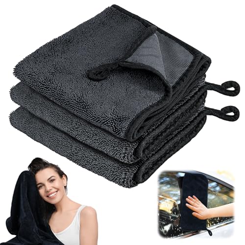 Kuvarix 3 Stück Shiny Bath Trockentuch XXL, 40 x 60cm Fast Dry Trockentuch, Mikrofasertücher Auto, Duschkabinen Tuch Trockentücher Dusche zum Wasser Abziehen in Dusche und Bad von Kuvarix