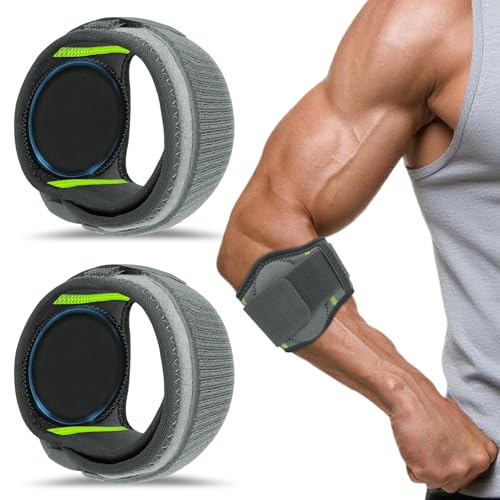 Kuvarix Tennisarm Bandage, 2PCS Epicondylitis Spange mit SBR Stoßdämpfungspolster, Doppelter Innen und Außendruck, Verstellbare Ellenbogenbandage Tennisarm für Sehnenentzündung,Arthritis von Kuvarix