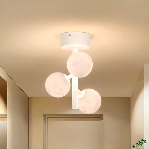 Kuwork Deckenlampe LED Flur: Deckenleuchte Kugel 3-Flammig, Flurlampe Decke für Stilvolle Beleuchtung in Wohnräumen für Eingangshalle Treppe Balkon Gang, 4000K von Kuwork