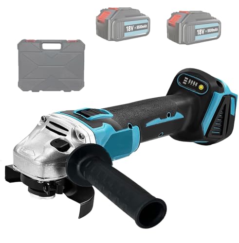 18V Akku Winkelschleifer 125mm mit bürstenlosem Motor, Kompatibel mit Makita Akku,Drehzahlregelung | Professioneller Metallschleifer für präzises Schneiden, Schleifen & Polieren (mit 2 5.5Ah Akku) von KuwpbbT