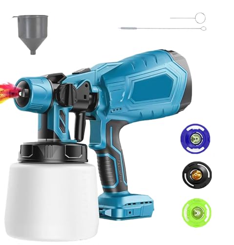 Akku Farbsprüher,Kompatibel mit Makita 18V Akku, 1000ML Behälter,3 Düsen & 3 Sprühmuster, Einstellbarer Durchfluss, für Zuhause, Möbel, Wände & Zäune,(Ohne Batterien und Ladegeräte) von KuwpbbT
