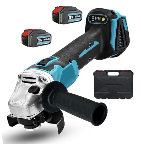 Akku Winkelschleifer 125,Ersatzen für Makita 18V, 8500 U/min Kompakter Profi-Schleifer， Neues Upgrade mit 2PCS 5500mAh Akku, 125mm Schleifen Winkelschleifer zum Polier,Schleifen und Trennen von KuwpbbT