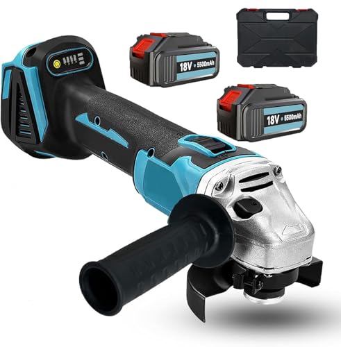 Akku-Winkelschleifer Kabellos, Ersatz DGA511Z,18V ohne Kabel Kabelloses Trennschleifer Scheibe 125mm Schleifen mit 2x5500mAh Akku,zum Entfernen von Farbe und Mörtel,Polier, zum Schleifen Akku-Winkelschleifer Kabellos, Ersatz DGA511Z,18V ohne Kabel Kabelloses Trennschleifer Scheibe 125mm Schleifen mit 2x5500mAh Akku,zum Entfernen von Farbe und Mörtel,Polier, zum Schleifen von KuwpbbT