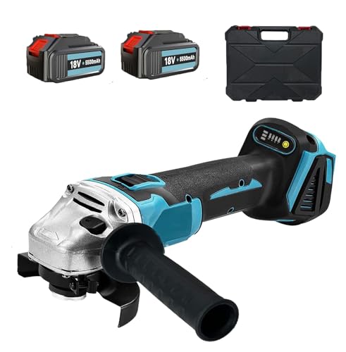 Akku Winkelschleifer Kabellos，Ersatz für Makita Akku 18V, mit 2× 5.5Ah Akkus & Ladegerät, Neues Upgrade Akku Flex Trennschleifer 125mm, 9000U/min, für Präzises Trennen und Schleifen（Blau） von KuwpbbT